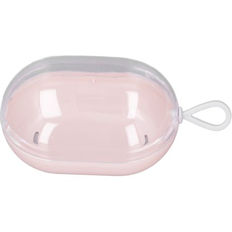 Boîte de rangement pour éponges cosmétiques, 5 pièces, rose, étui anti-poussière avec poignée en caoutchouc, organiseur de maquillage, coffret de protection pour éponges de beauté, lot de 5. (1/5)
