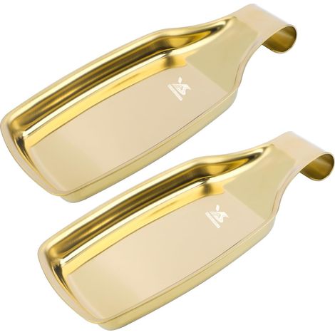 Lot de 2 repose-cuillères, acier inoxydable, bord incurvé, surface polie miroir, pour cuisinière et comptoir de cuisine (1/5)