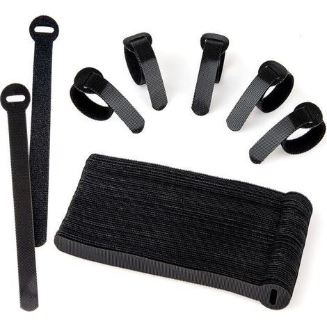 BelleRise – 60er-Packung schwarze, verstellbare und wiederverwendbare Kabelbinder mit Schnellverschluss für PC-Kabelmanagement und Kabelorganisation (1/5)