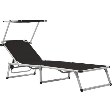 Maison Exclusive - Klappbare Sonnenliegen mit Dach 2 Stk. Alu Tex