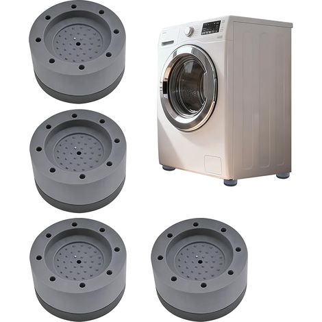 4 Pièces tapis antivibrations gris pour meuble machine à laver, un accessoire machine à laver idéal pour pieds réglables, réduisant le bruit des lave-linge/sèche-linge et lave-vaisselle.