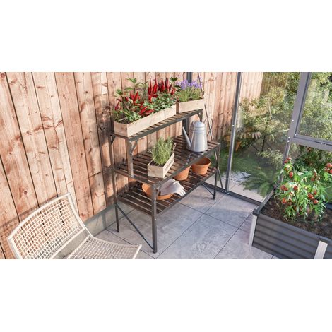Vitavia Pflanztisch für Gewächshäuser, schwarz, 120 x 52 x 76 cm, 2 Ebenen (1/4)