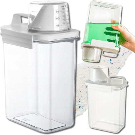 1,8-Liter-Waschpulverbehälter mit Messbecher, auslaufsicherer Flüssigkeitsspender