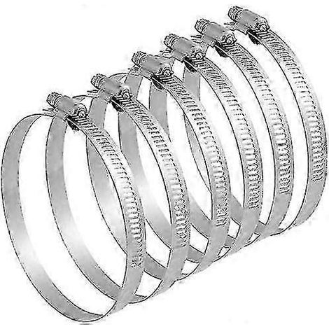 Lot de 6 colliers de serrage en acier inoxydable pour tuyaux flexibles, diamètre réglable de 91 à 114 mm. (1/5)