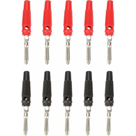 VURAHOME - Fiches bananes,Lot de 10 4 mm P3008 plastique nickelé noir rouge fiches Bananes pour Haut-parleurs, écran Murale, système vidéo et Audio, amplificateur, Câbled’Enceinte (1/5)