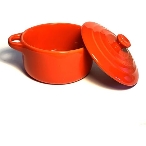 Lot de 3 mini cocottes rouges double poignée avec couvercle Hobby Cook
