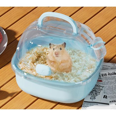 Cage de transport portable pour petits animaux avec biberon intégré - Cage de transport ventilée pour hamsters, gerbilles, souris et hamsters nains (1/5)