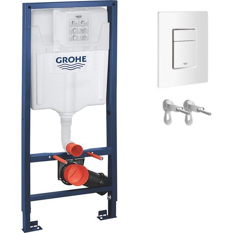 Cisterna empotrada kit completo Rapid SL GROHE. bastidor y pulsador skate blanco alpino con anclajes (1/5)