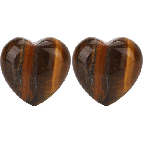 2 Pierres Cœur Tigreite Brillantes Lisses Décoratives pour Rocaille, Pots de Fleurs, Aquarium 6 cm (1/5)