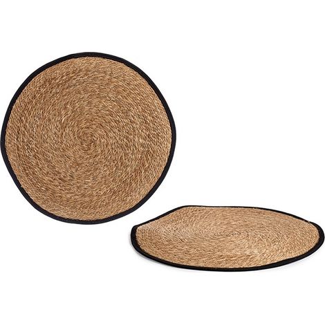 GIFTDECOR alfombra natural borde negro 80 cm , Alfombra natural borde negro 80 cmFabricada en fibra natural de alta calidadIdeal para decoraciónFácil limpiezaMedida (1/3)