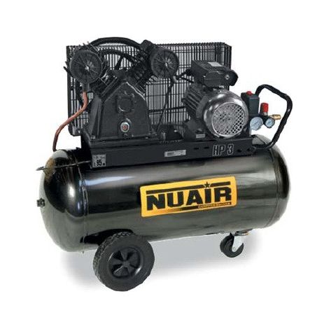 Nu Air – Compresseur à air bi-cylindre 3CV 2,2kW 90L – Débit 20 m3/h à 10 bar – Entraînement par courroie – Pour applications intensives - 100CM3