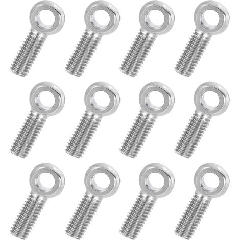 12 Pcs Boulon à Œil M6x20mm Boulon à Œillet de Levage pour Balancement d'Épaule, Vis Filetage Complet en Acier Inoxydable 304, Filetage Métrique Trou Coulissant, Couleur Argentée (1/5)