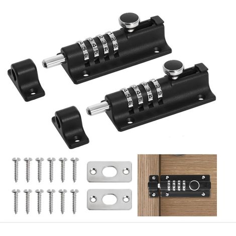 (Noir)Loquet de Verrouillage à Combinaison 2 Pièces, Verrou de Porte Combinaison à 4 Chiffres, 120mm Verrou de Porte à Code pour Hangar/Jardin/Garage/Coffre (1/5)