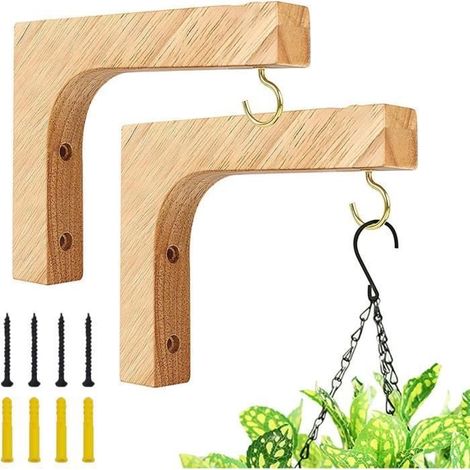 Wanddekoration – 2 Stück Wandhängender Pflanzenhaken aus Holz – Set mit 2 – 15x13 cm mehrfarbig PATERE