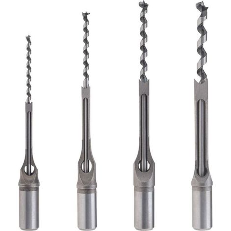 4pcs Kit de Forets à Trou Carré pour Travail du Bois, Ensemble de Ciseaux à Mortaiser en Bois 6,4mm / 8mm / 9,5mm / 12,7mm pour Charpenterie Construction Décoration Industrie (1/5)