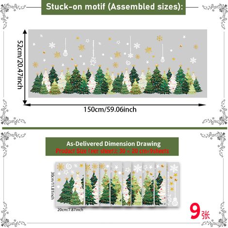 Sapin de Noël, bonbons, cadeau bonhomme de neige, autocollant de fenêtre sur le thème de Noël, décoration de vitrine/porte vitrée, autocollant électrostatique pour verre (sapin de Noël) (1/4)
