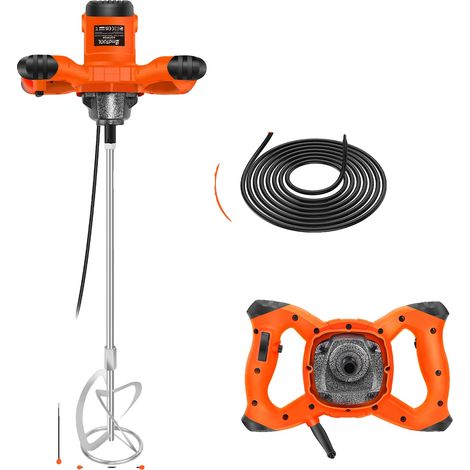 Malaxeur à béton, contrôle à 6 vitesses, moteur puissant de 2600W, Orange/Noir (1/2)