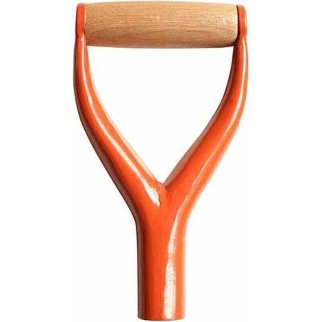 Manche en forme de D – Manche pour pelle en bois massif et fer forgé, robuste et ergonomique (1/4)