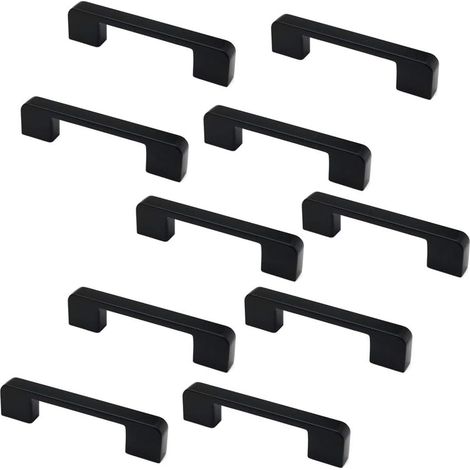 Set di 10 maniglie per ante di armadi e cassetti in lega di zinco nero opaco, lunghezza 106 mm.