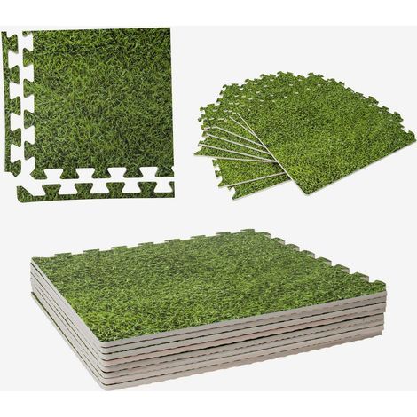 Werka Pro – Dalle pour piscine imprimé gazon 50x50cm – Épaisseur 1cm – Lot de 8 pièces – Bords de finition inclus (1/5)