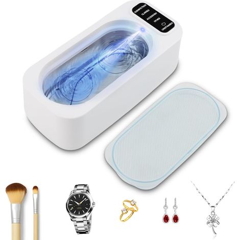 Nettoyeur Ultrasons 47kHz 350ML pour Bijoux Lunettes Machine de Nettoyage Portable avec Quatre Modes pour Montres et Appareils Dentaires À Utiliser avec Liquide de Nettoyage (1/5)