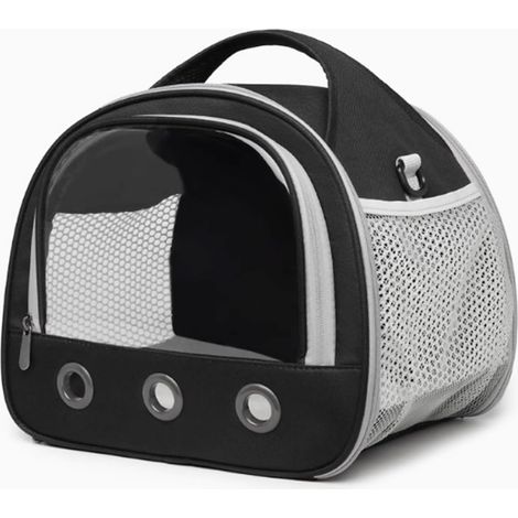 Cage à oiseaux respirante, sac de transport à main pour l'extérieur avec bandoulière dédiée, cage à oiseaux portable pour animaux de compagnie (noir) (1/5)