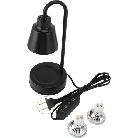 Ortviai Lampe chauffe-cire vintage avec minuterie et gradation 50 W, noir, pour bougies parfumées sans flamme (1/5)