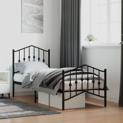 Estructura cama sin colchón con estribo metal negro 75x190 cm vidaXL (1/5)