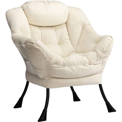 Ohrensessel Samt Beige mit Stahlrahmen und Seitentasche (1/5)