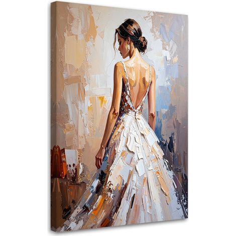 Wandbild für das Schlafzimmer Wohnzimmer Schöne Frau in weißem Kleid 40x60 cm
