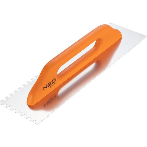 Paleta dentada, 480 x 128 mm, dientes de 8 x 8 x 8 mm, mango de madera
