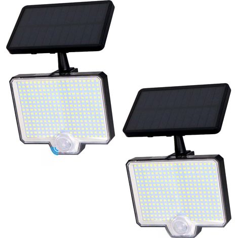 Lot de 2 Projecteurs Spots Solaires LED avec Capteur de Mouvement, 294 LED, 4 Modes, IP65 Étanche, Lumière Froide 6 500 K pour Extérieur, Jardin, Patio (1/5)
