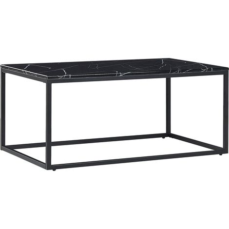 Mesa de centro de efecto mármol negro 100 x 60 cm base de metal industrial Dorris