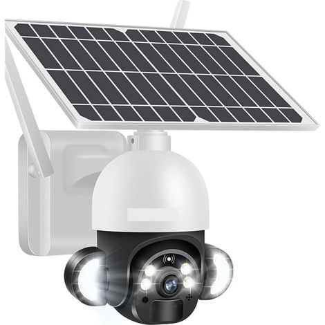 Caméra de sécurité à Domicile 6W 4G Carte Sim caméra Solaire extérieure sans Fil 4MP 2MP PTZ Batterie intégrée détection de Mouvement caméra de sécurité à Domicile(4MP WiFi Add 32G) (1/5)
