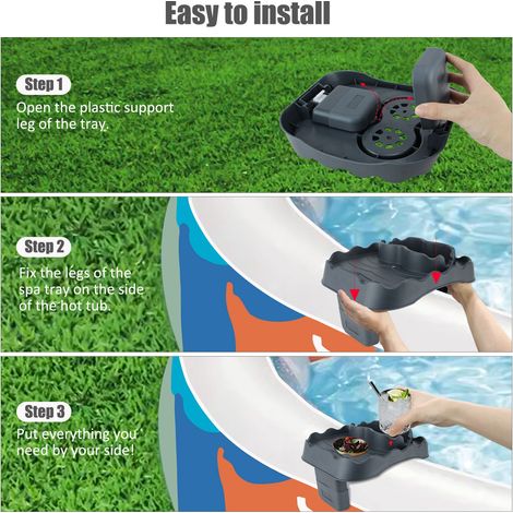 Table de Bain Clip avec Trou de Drainage, Détachable pour Spa Piscine, Tableaux Pivotants TPU Gris (1/5)