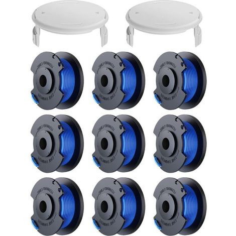 Confezione da 11 bobine di filo di ricambio per decespugliatori Ryobi One+ AC14RL3A 18v 24v 40v, bobina Ø 1,6mm, lunghezza 30,17m (9 bobine di filo, 2 coperture)