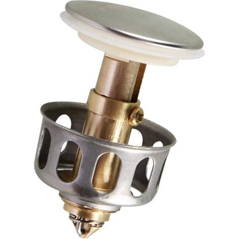Tapón de desagüe emergente Bounce para lavabo, tapón de desagüe para fregadero con cesta, colador para fregadero de cocina, paquete de 1 (1/5)