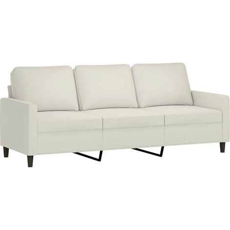 Divano a 3 Posti Sofa Crema 180 cm in Velluto (1/5)