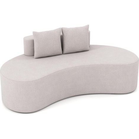 COSTWAY Divano Imbottito Curvo, Divano a Pavimento con 2 Cuscini Accoglienti, Schienale Basso e Seduta in Spugna, Fondo Antiscivolo, Moderno, 199 x 97 x 68 cm (Grigio)