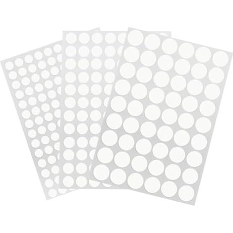 Lot de 290 cache-trous de vis - 3 feuilles d'autocollants en bois pour meubles, murs, armoires, armoires - 12 mm, 15 mm et 21 mm (blanc) (1/5)
