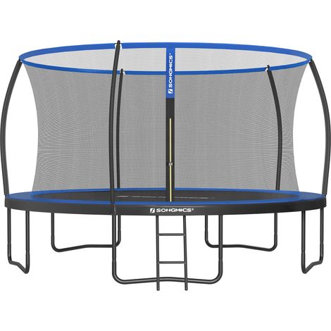 Songmics – Trampoline Ø 427 cm pour enfants – Filet de sécurité certifié – Poteaux incurvés 180 cm – Coussin de sécurité – Cadre acier galvanisé – Charge 150 kg
