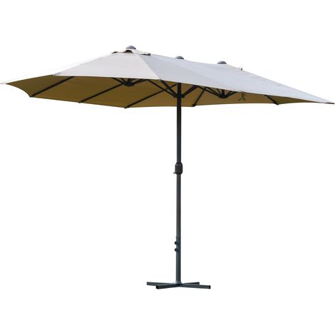 Outsunny XXL Gartenschirm, Kreuzfuß, große Größe 4,6 x 2,7 x 2,4 m, Kurbelgriff, Stahlrahmen, hochdichtes Polyester, kaffeebraun