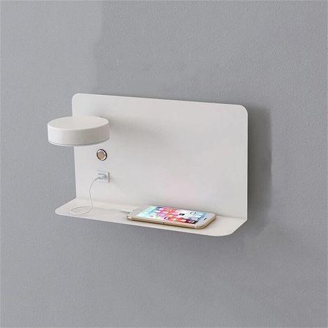Applique murale LED,Applique murale LED 3 couleurs à intensité variable avec interrupteur et mode interface USB pour chambre à coucher, couloir,blanc (gauche) (1/4)