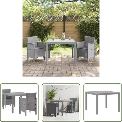 Garten Stühle - Garten Essgruppe 3 pcs Hellgrau Polypropylen (1/5)