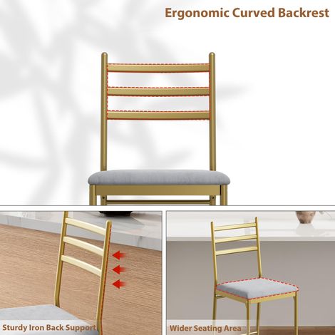 Lot de 2 Chaises de Bar Hautes Similicuir Or Dossier et Repose‑pieds (1/5)