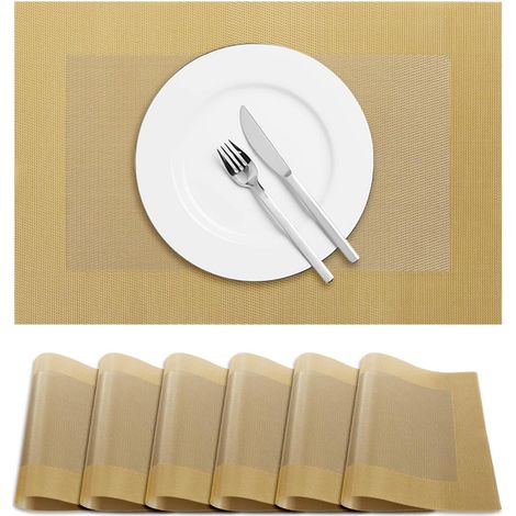 Lot de 6 Sets de table, Antidérapants, Résistants à la chaleur, PVC et polyester, Pour salle à manger