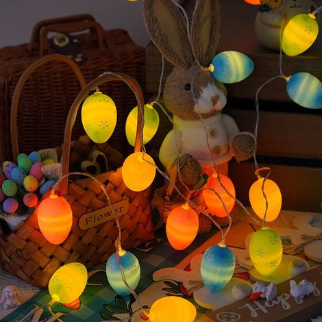 Guirlande Lumineuse Œufs De Pâques - 20 Ampoules En Plastique - 3,05 M - Mode Fixe Ou Clignotant - Alimentation Sur Piles Ou Secteur - Pour Intérieur Et Extérieur (1/5)