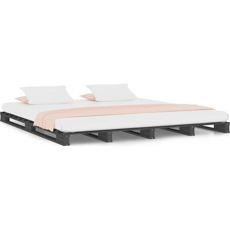 Maison Exclusive - Lit de palette sans matelas gris 140x190 cm bois massif (1/5)