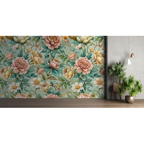 Papier peint fleuri - tapisserie anglaise rétro - 150 x 250 cm (1/2)