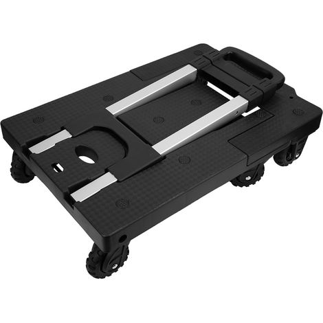 Chariot à bagages pliable et silencieux à 7 roues avec plateforme et barre de traction réglable. (1/5)